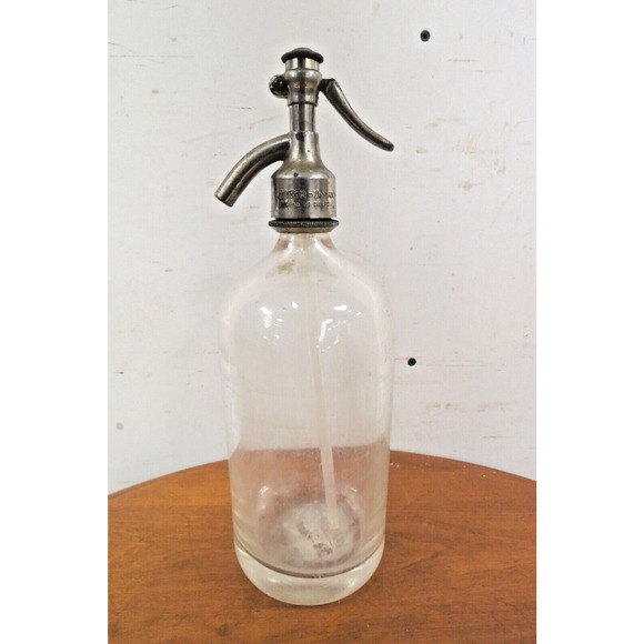 Clear Glass Seltzer Bottle H. Zuber Appiano Rigamonti & Villa Milano 1931 - Picture 1 of 5